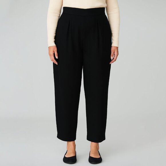 ST. JOHN‎ Sportswear High Rise Knit Pleat Trousers Black Size 4 - Picture 1 of 5
